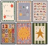 Pyvrah 6Pcs Colorful Kids Room Wall Art Digital Letter Educational Wall Decor Prints...