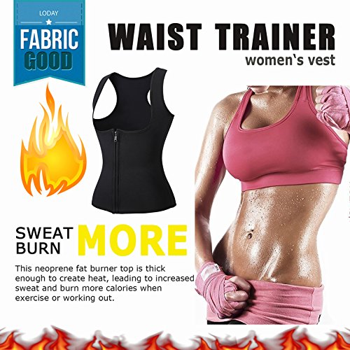 image for LODAY Women Neoprene Sauna Sweat Waist Trainer Vest with Zipper for We