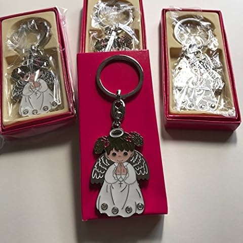 YRP gifts 12 White Angel Girl Keychain First Communion Baptism Party Favor White Cover