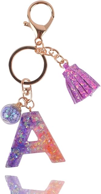 VINTAGE EMBROIDERY V.E. Initial Keychain Letter Alphabet Sweet Bag Charm Key Chain for Women Girl Birthday Gifts