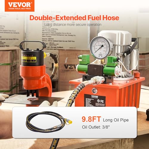 Image of VEVOR 10000 PSI Hydraulic Electric Pump, Double Acting, 750W Full Copper Power Engine & 8L Hydraulic Power Pack Cylinder