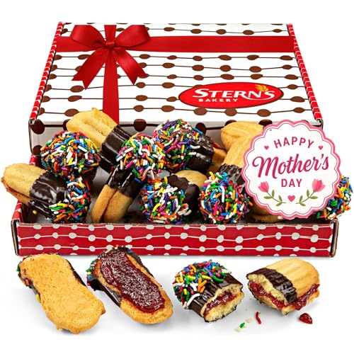 Italian Cookies Gift Box | Mothers Day Food Gift [10 Count] | Jam Filled Shortbread Cookies | Kosher, Dairy Free & Nut Free | Stern’s Bakery