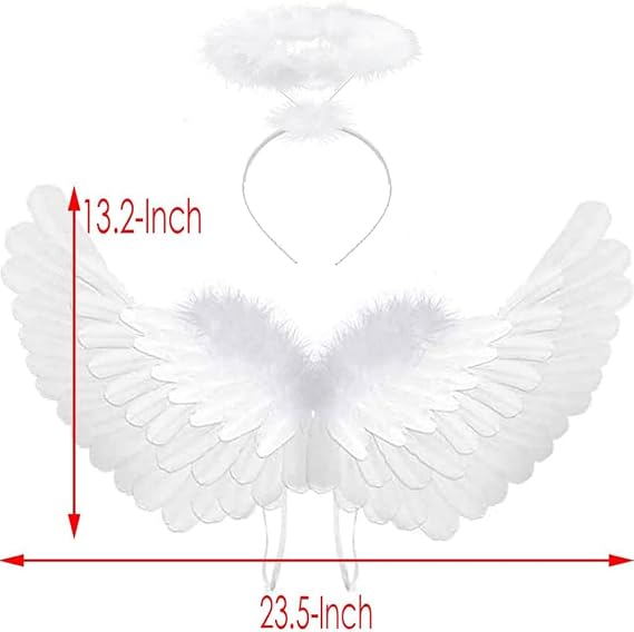 Angel Costume Wings and Halo White Angel Costume for Girls Kids Women Adult Halloween