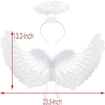 Angel Costume Wings and Halo White Angel Costume for Girls Kids Women Adult Halloween