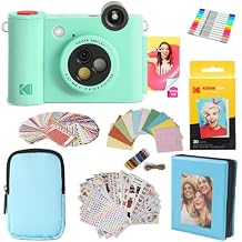 KODAK Smile+ 2-in-1 Digital Instant Print Camera & Photo Printer Gift Bundle + Case + Zink 2x3 Sticky Back Photo Paper 20pk + Album + Sticker Frames + Hanging Frames + Sticker Sets + Markers - Green