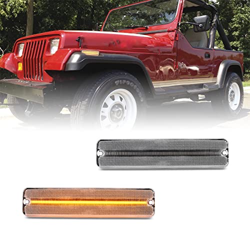 njssjd LED Indicatore Laterale Ambra Indicatori di Direzione Indicatori Laterali Anteriore per Jeep Wrangler YJ 1987 1988 1989 1990 1991 1992 1993 1994 1995 Fender Flare Lamps Ripetitore