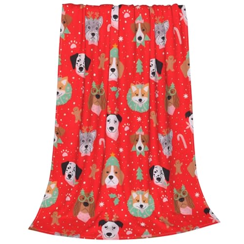 Cobertor de lã natalino para cães de Natal, supermacio, aconchegante, cobertor solteiro 152 x 203 cm