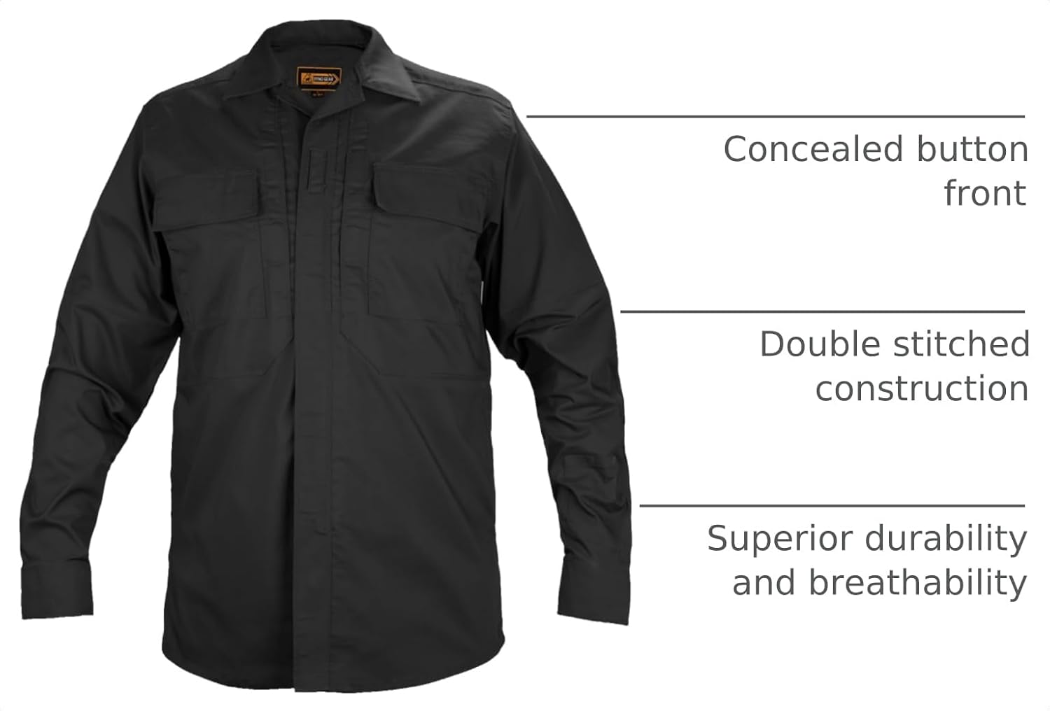 RYNO GEAR Men's Ripstop Tactical Duty Shirt, Poly Cotton BDU Uniform Shirt, Lightweight Military Uniform Duty Shirt