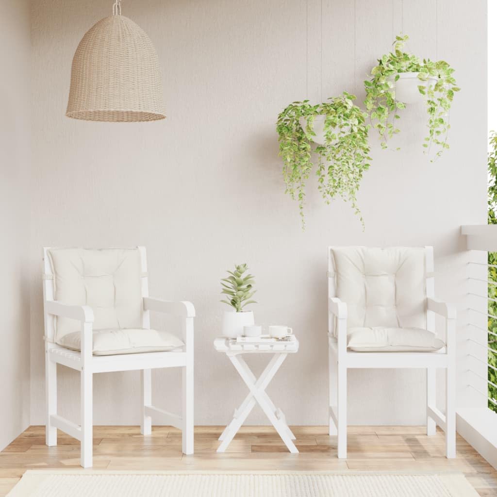 4er Set Niedriglehner-Auflagen Melange Creme 100x50x7 cm Bequeme Stuhlkissen mit Haltebändern und Gummizug für Gartenstühle Polsterauflagen für Terrassenstühle aus Stoff