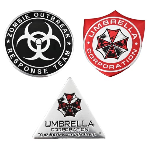 Kaolituis Umbrella Corporation Car Badge Circle Decals 2.95in Dia Resident Evil Stickers 3D Metal Label Emblems for Car Motorcycles,3PC