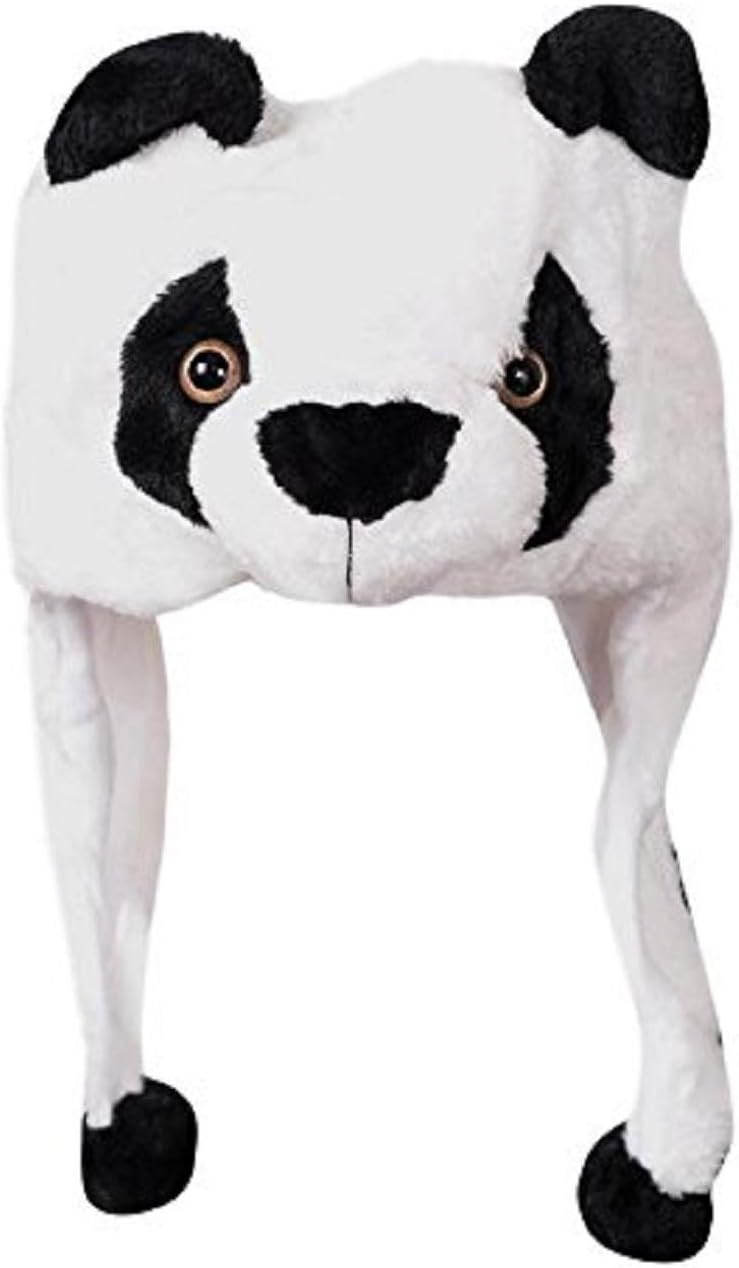 Kids Plush Animal Hat Costume Cap Cute Soft Faux Fur Stuffed Toy Hood (Panda Cap) (01-15 Years) White