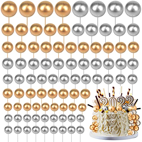 Tondiamo 108 Pcs Ball Cake Toppers, 5 Sizes for Cake Decorating, 3, A