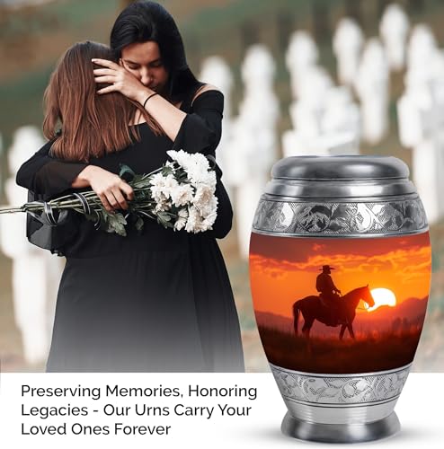 Image of Cowboy Urn for Cremated Remains - Funeral Urn for Human Ashes Adult - 10 Inch, Pack of 1 (MON-URN-4099-URN)