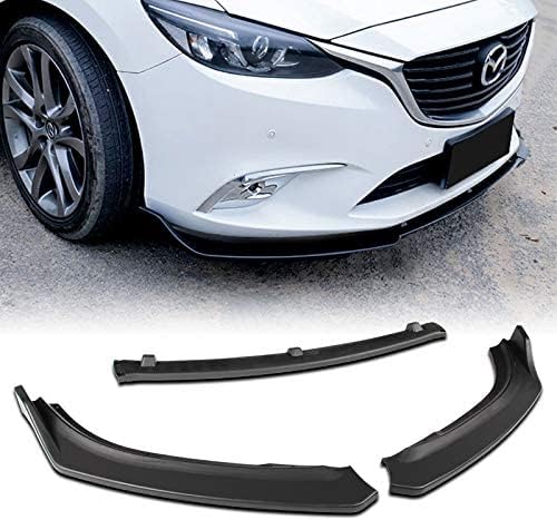 3PCS Front Bumper Lip Kit fit for compatible with 2014-2018 Mazda 6, Sport-Style Splitter Trim Protection Spoiler, Air-Dam-Chin-Diffuser (Unpainted Matt Black)