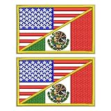 EmWoot 2PCS American Mexican Flag Patch Embroidered Morale Patch Military Tactical Patches Hook and Loop