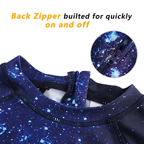 Girls Long Sleeve Rash Guard One Piece Swimsuits Kids Hawaiian Bathing Suit UPF 50+ Swim Shirts for Surfing 3-16 Years4