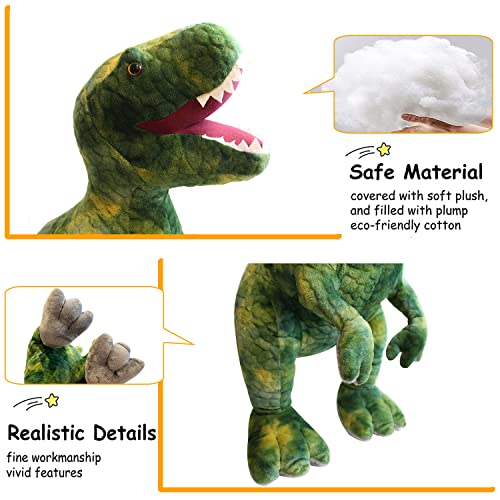 AIXINI Stuffed Dinosaur Plush Giant T-Rex Toy - 31.5" Lifelike Stuffed Tyrannosaurus Animal for Boys, Green