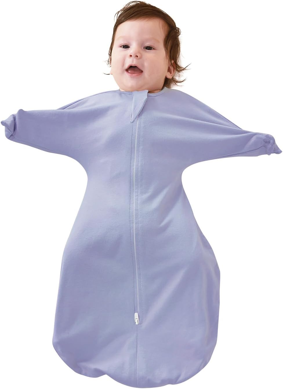 ZIGJOY Baby Transitional Swaddles for Newborns: 0.5 Tog Arms Up Sleep Sack 3-6-12 Months Soft Cotton Shark Fin 2 Way Zipper