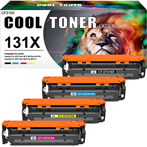 Cool Toner Kompatibel Tonerkartusche als Ersatz für HP 131X 131A CF210X CF210A CF211A CF212A CF213A Laserjet Pro 200 Color MFP M276nw M276n M251n M251nw M276 (Schwarz Cyan Gelb Magenta, 4er-Pack) Cover
