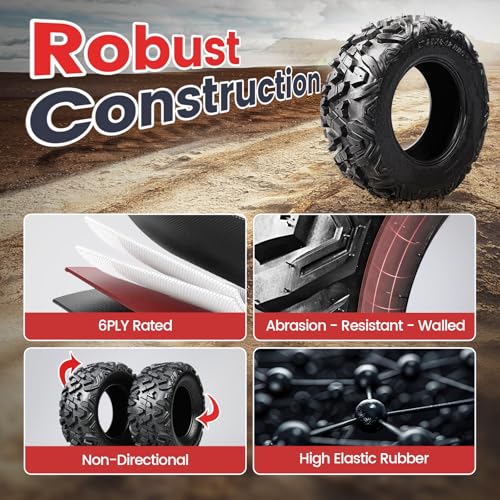 PROPARTS Set of 4 ATV UTV Tires 25x8-12 & 25x10-12 All-Terrain for Trail, Mud, Sand, Snow, 6Ply Heavy Duty Puncture-Resistant, Tubeless