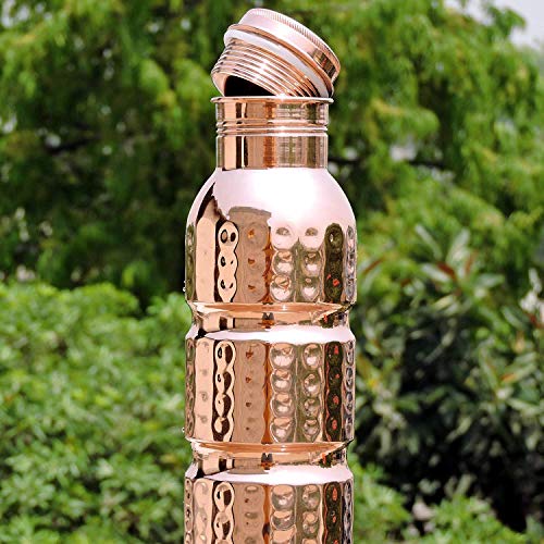 Hammered Pure Copper Water Bottle | Copper Stylish Bottle Joint Free With Ayurvedic Benefited 100% Pure And Leak Proof Bottle 33.84 Us Fl Ounce Capacity #TOP6