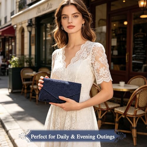 Image of UBORSE Lace Clutch Purses for Women Evening Bag Elegant Envelope Formal Crossbody Shoulder Bag