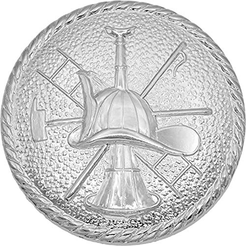 Smith & Warren Firefighter Leather Front Badge Scramble Vertical Horn Silver Finish