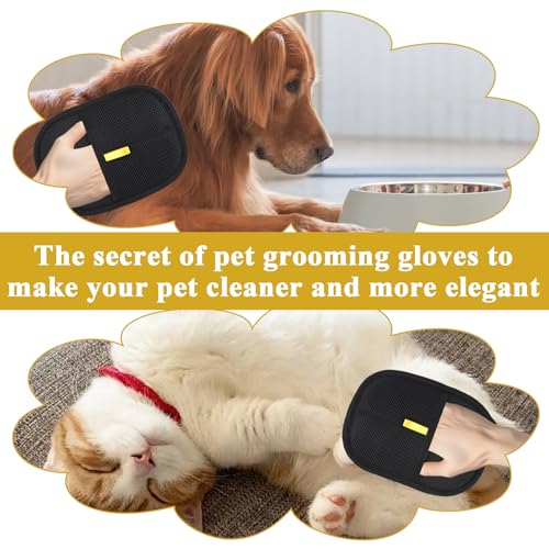 Image of Pet Double Sided Grooming Gloves,Static Removal Gloves for Pet Hair,Multi-Function,for Washing,Hair Removal,Beauty,Sofa,Bed Sheets,Clothes,Suitable for Cats and Dogs