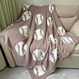 Cozy Baseball Pattern Blanket Perfect Lightweight Bedding for Adults, Soft, Warm, and Plush Soccer Sports Blanket Great for Bed Sofa (Baseball-Brown, 50'x60')