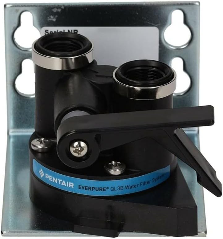 Pentek Everpure QL3B Filter Head with 3/8 Inch Push Fittings and Shut Off