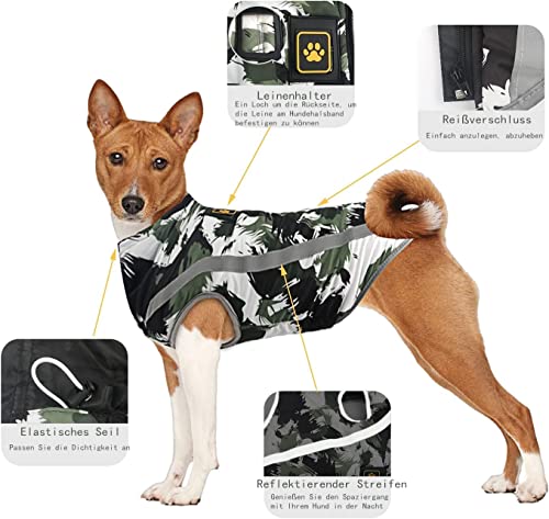 Voarge Winddicht Hundemantel Winter, Reflektierender Streifen Design, Wasserdichter Hundeweste Winddichte Haustierkleidung Einteiler für Hunde, für Kaltes Wetter (XL)