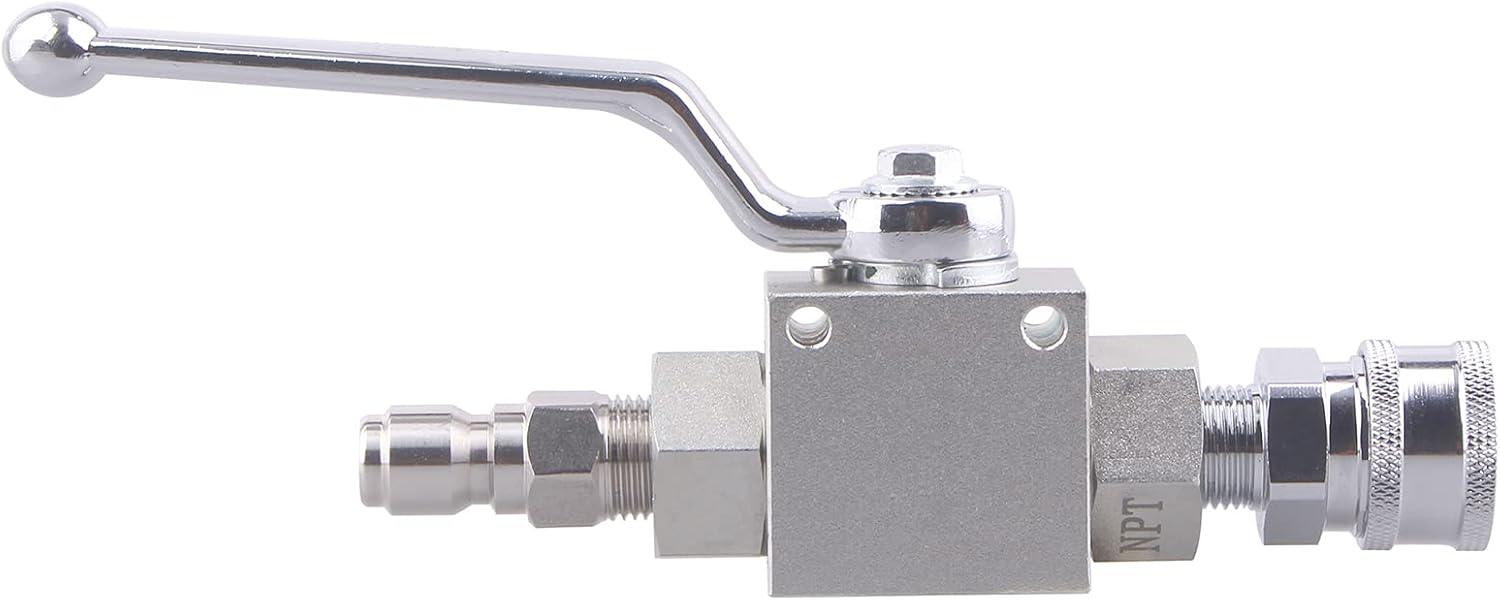 DERNORD High Pressure Ball Valve Kit 3/8 Inch Quick Connect for Power Washer Hose, 4500 PSI (3/8'')