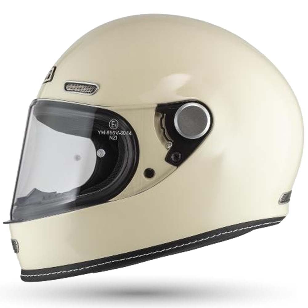 NZI Casco de Moto Integral Vintage Clásico Crema | Unisex Hombre y Mujer