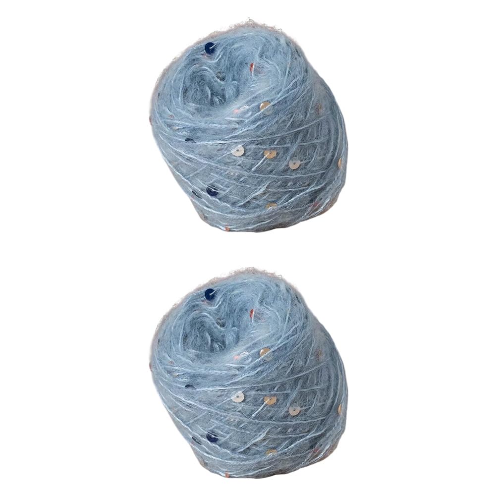 LICHENGTAI 50g x 2 Mohair, Nylon, Silk Sequined Mohair Yarn Soft Fluffy Balls Hand Knitting Yarn Crochet Yarn for DIY Shawl, Scarf, Hat Knitting Projects