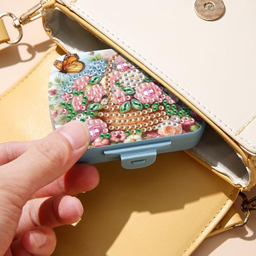 Image of ARTopet Diamond Art Painting Mini Storage Box with 6-Grid Creative Design Compact Portable Small Case for Purse Travel Daily-Flower Basket02