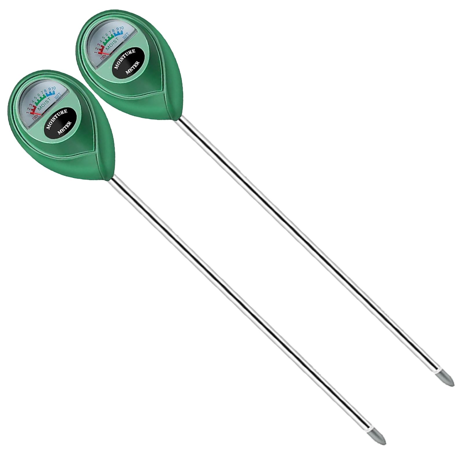 Soil Moisture Meter, 2 Pack Long Probe Soil Moisture Monitor for House Plants, Soil Hygrometer Moisture Sensor for Indoor & Outdoor, Garden, Farm, Lawn Plant Care, No Battery Needed(Green)