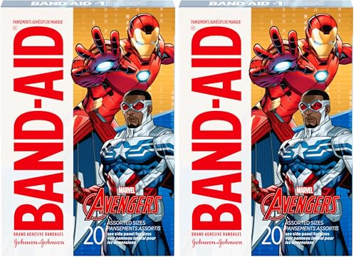 Band-Aid Brand Adhesive Bandages for Minor Cuts, Marvel Avengers Characters, Assorted Sizes, 20 ct (Pack of 2)