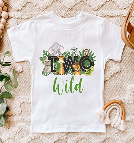 Two wild safari animals jungle zoo 2nd second birthday shirt two wild shirt two wild birthday boy 2nd birthday shirt boys wild shirt (3 T)2