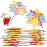 40 Pieces Cocktail Umbrellas for Drinks Colorful Tropical Tree Paper Umbrellas Drink Picks Bamboo...