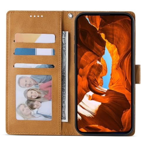 Image of Compatible Phone Case for Honor 600 Lite 5G Stand Wallet Texture PU Leather Flip Phone Cover with Wrist Strap - Yellow