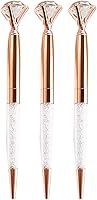 Vista 5 de Bolígrafo de metal con diamantes de cristal grande, 3 unidades, tinta negra de 0.039 in