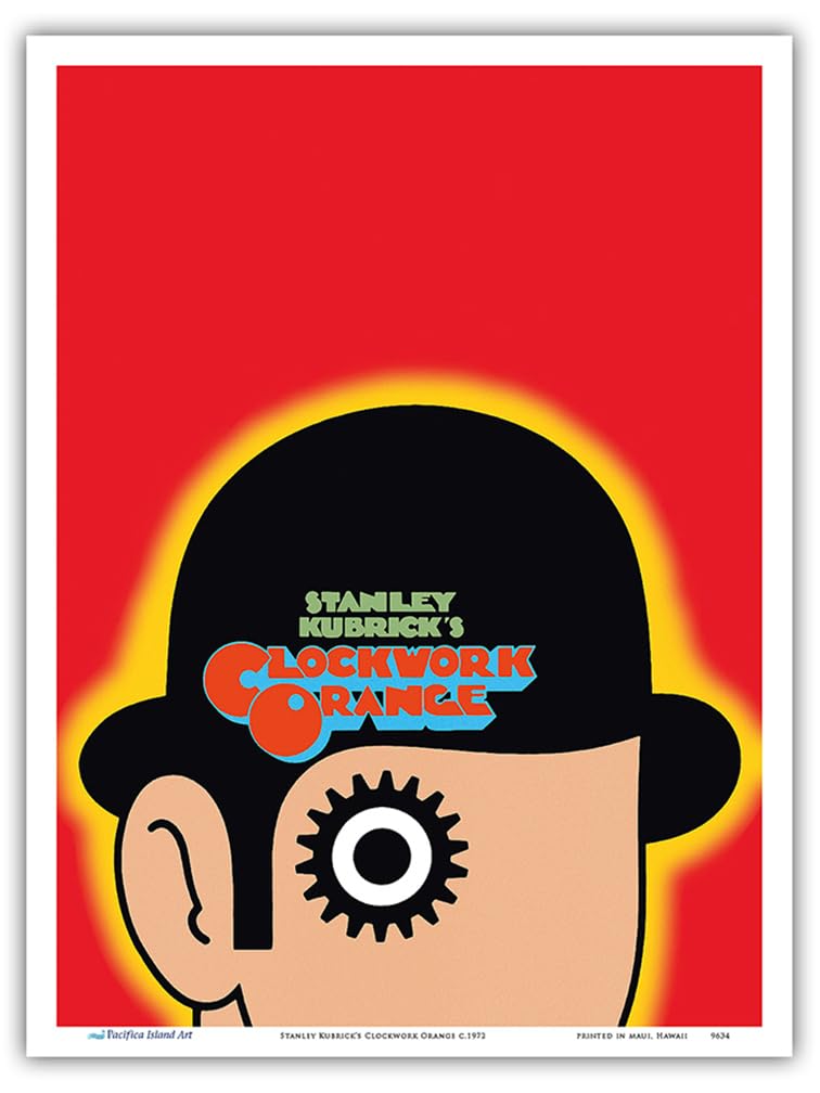 Pacifica Island Art Stanley Kubrick’s Clockwork Orange - Starring Malcolm McDowell - Vintage Film Movie Poster c.1972 - Master Print 9in x 12in