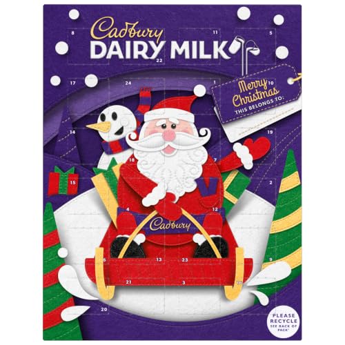 Cadbury Dairy Milk Chocolate Festive Advent Calendar, 24 Chunks of Cadbury Dairy Milk, Perfect for Christmas Countdown, 90 g (Pack of 1)