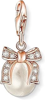 925 Encanto Colgante de Perlas de Lazo de Plata Esterlina, Encanto Colgante de Pulsera de Color Oro Rosa Joyas de Mujer, ZQQZEZ