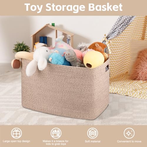 OIAHOMY 118L XXXLarge Cotton Rope Storage Basket, Oversized Blanket Basket, Used for Organizing Dirty Clothes in Living Room, Bedroom, Nursery, Dog Toy Storage Bins, 25" x 17" x 16",Brown variegated - Image 5