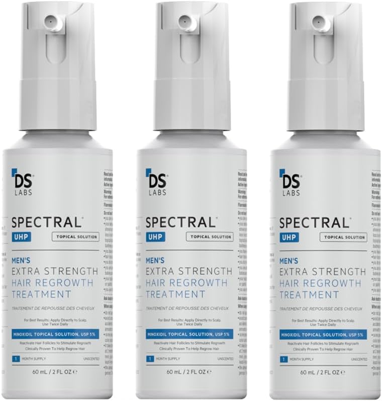 - DS Labs Spectral.UHP 5% Minoxidil - Hair Density Serum, Extra Strength Topical Formula for Thicker-Looking Hair, Targets Thinning at the Crown Area, With Nanosome Technology, 60mL, (3 Pack)