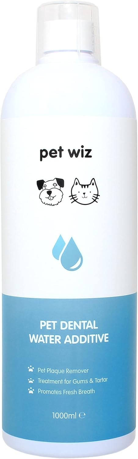 Pet Wiz Aditivo Dental para el Agua de Perros y Gatos – Favorece la higiene bucal y Ayuda a Mantener un Aliento Fresco | 1000 ml