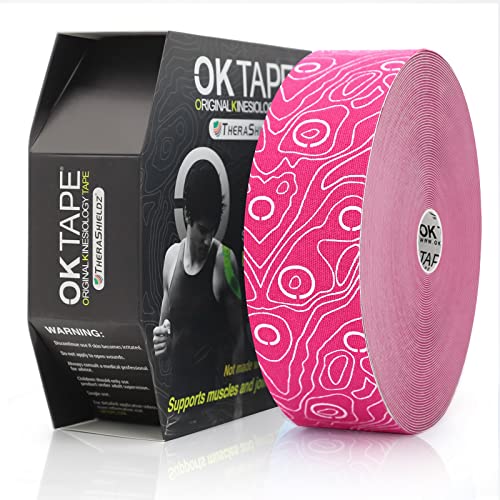 Image of (2in X 103 Feet) OK TAPE PRO Bulk Kinesiology Tape, Original Elastic Latex Free Kinesiology Therapeutic Tape, Free Cut Printed