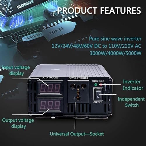 Convertisseur 5000W pure sinus avec écran numérique LCD de contrôle