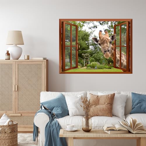 wall26 - A Curious Giraffe Sticking its Head into an Open Window Removable Wall Sticker/Wall Mural - 24